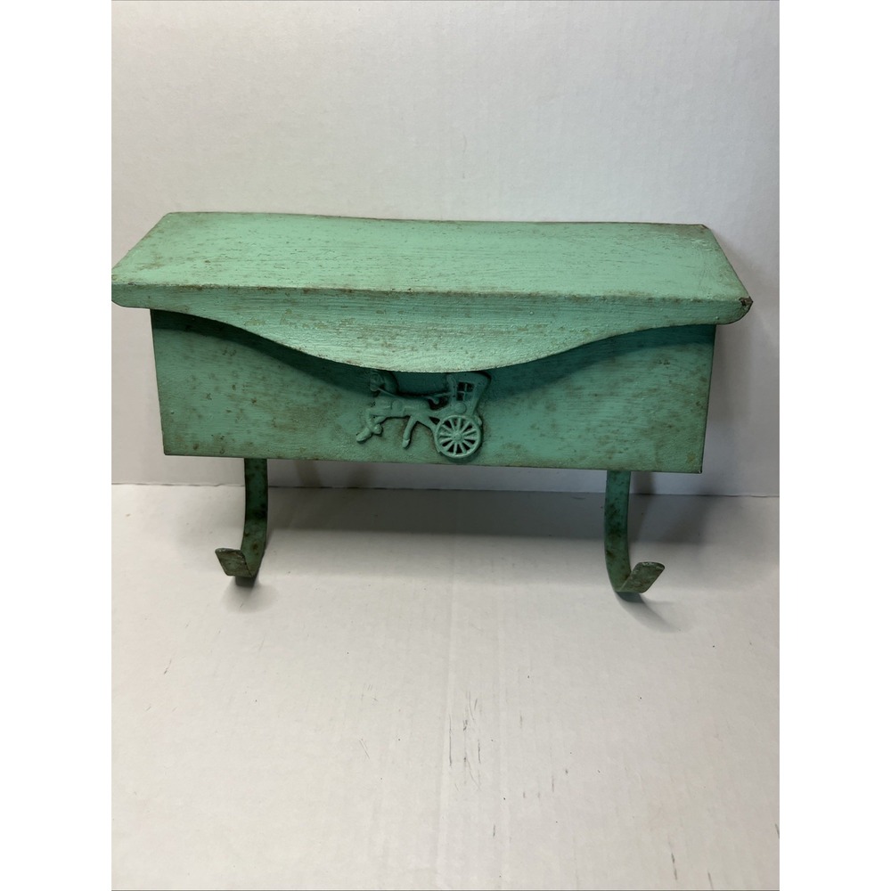 Vintage Metal Wall Mount Mailbox Horse Buggy Carriage Rustic Decor